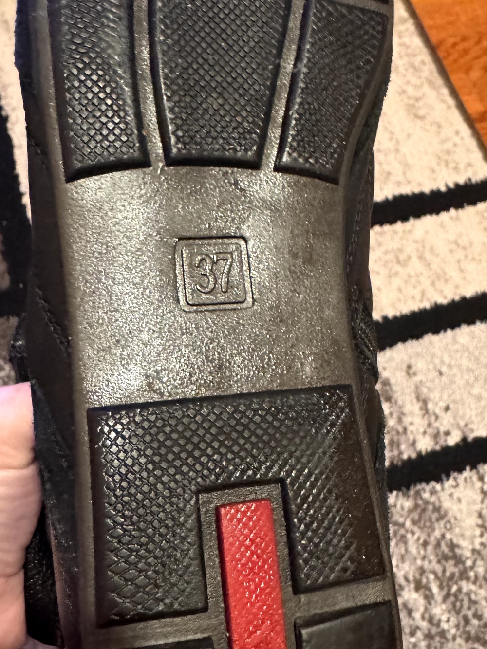 Women's Prada Black Leather High-Top Lace-Up Boots with Red Tongue Tag - Picture 4 of 4